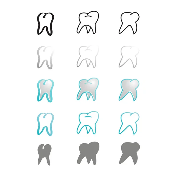 Ontwerpelement instellen symbool tanden pictogramthema stomatologie — Stockvector