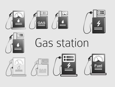 benzin istasyonu tasarım öğeleri renk tarzı simgeleri yazı tiplerini ayarlayın.
