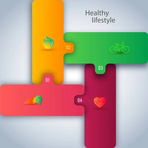Sağlıklı yaşam sunum tasarım öğesi Infographic 01 — Stok Vektör