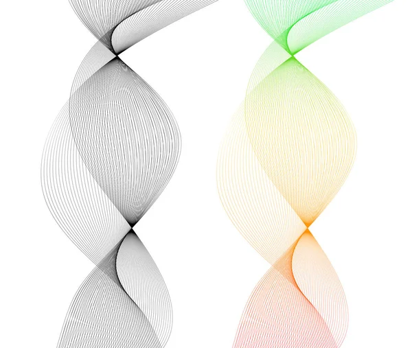 Desain elemen Garis warna Gelombang pada latar belakang putih isolated01 - Stok Vektor