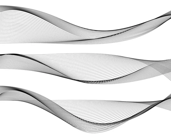 Elementos de diseño Onda líneas monocromas sobre fondo blanco isolat — Vector de stock