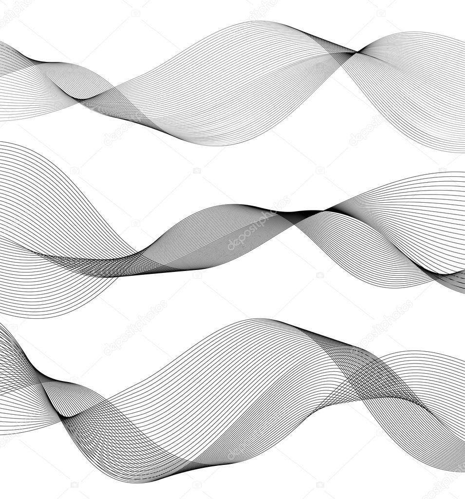 Design elements Wave monochrome lines on white background isolat