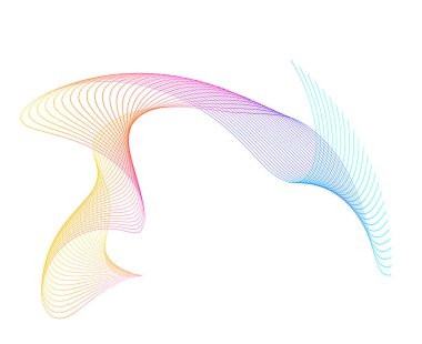 Tasarım elemanları. Bir sürü mor çizgi çemberi dalgası. Beyaz arka planda soyut kıvrımlı dalgalı çizgiler izole edildi. Vektör illüstrasyon EPS 10. Harmanlama Aracı kullanılarak oluşturulan çizgilerle renkli dalgalar