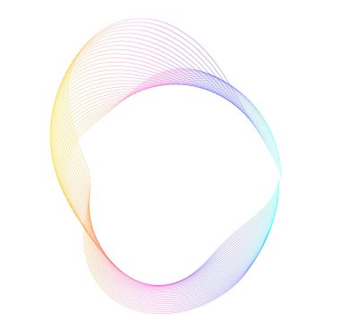 Tasarım elemanları. Bir sürü mor çizgi çemberi dalgası. Beyaz arka planda soyut kıvrımlı dalgalı çizgiler izole edildi. Vektör illüstrasyon EPS 10. Harmanlama Aracı kullanılarak oluşturulan çizgilerle renkli dalgalar