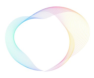 Tasarım elemanları. Bir sürü mor çizgi çemberi dalgası. Beyaz arka planda soyut kıvrımlı dalgalı çizgiler izole edildi. Vektör illüstrasyon EPS 10. Harmanlama Aracı kullanılarak oluşturulan çizgilerle renkli dalgalar