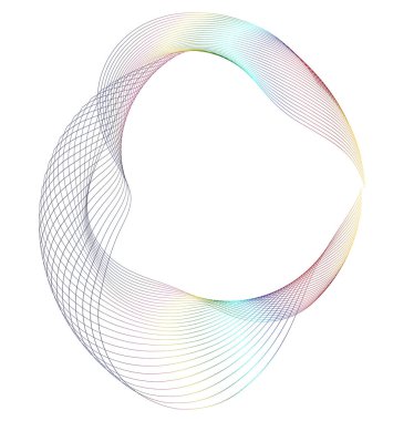 Tasarım elemanları. Bir sürü mor çizgi çemberi dalgası. Beyaz arka planda soyut kıvrımlı dalgalı çizgiler izole edildi. Vektör illüstrasyon EPS 10. Harmanlama Aracı kullanılarak oluşturulan çizgilerle renkli dalgalar