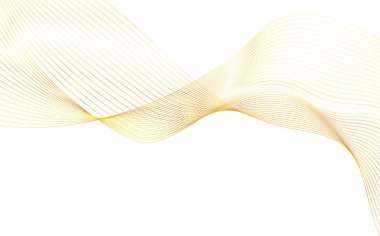 Tasarım elemanları. Parlak çizgilerin dalgası. Beyaz arka planda soyut parlak dalgalı çizgiler izole edildi. Yaratıcı çizgi sanatı. Düğün davetiyesi için vektör illüstrasyon EPS 10 sanat deco biçimi
