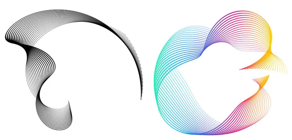 Conjunto Espiral Abstracto Elemento Diseño Negro Arco Iris Sobre Fondo — Vector de stock