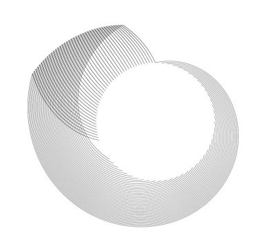 Dalga işareti. Dalgalı 3D simgesi. Yarım çizgiler halinde görüntü. Vektör illüstrasyonu web tasarımı, broşür ve sunumu için 10 logo kaydetti. Beyaz arkaplanda izole edilmiş siyah beyaz gökkuşağı tonu deseni.