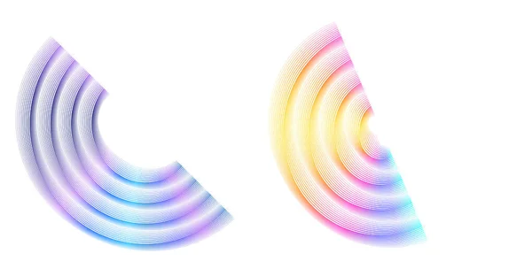 Signe Abstrait Icône Plate Demi Cercle Image Demi Ronde Nombreuses — Image vectorielle
