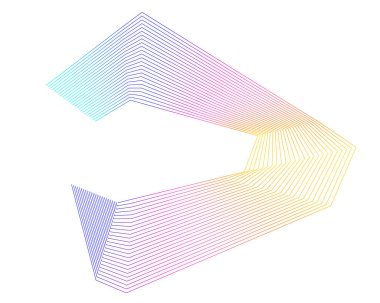 Tasarım elemanı kıvrımlı keskin köşeler birçok çizgi sallıyor. Beyaz arka planda soyut dikey kırık çizgiler izole edildi. Yaratıcı çizgi sanatı. Vektör illüstrasyon EPS 10. Harman Aracı kullanılarak oluşturulan renk çizgisi