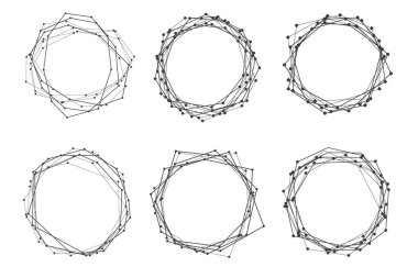 Tasarım elemanları. Beyaz siyah renk. Poligonal çizgiler. Doğrusal arkaplan. Sınır çerçevesinden zarif grafik çizgileri ve noktaları olan reklam broşürü. Şablon broşürü için vektör illüstrasyonu EPS 10