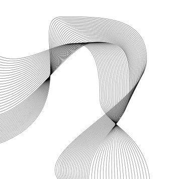 Tasarım elemanları. Bir sürü gri çizgi dalgası. Beyaz arka planda soyut dalgalı çizgiler izole edildi. Yaratıcı çizgi sanatı. Vektör illüstrasyon EPS 10. Harman Aracı kullanılarak oluşturulan çizgilerle renkli parlak dalgalar