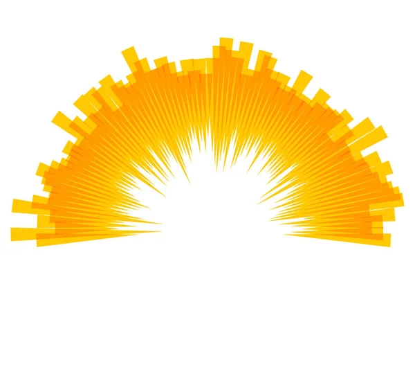Verão Amarelo Fundo Laranja Com Raios Sol Explosão Luz Quente — Vetor de Stock