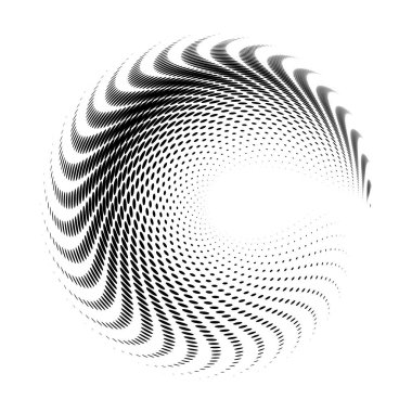 Tasarım elemanları. 3d kabuk girdap dairesi zarif formu. Soyut Dairesel logo elementi siyah beyaz arka planda izole edildi. Yaratıcı sanat. Yeni ürün tanıtımı için vektör illüstrasyon EPS 10 dijital