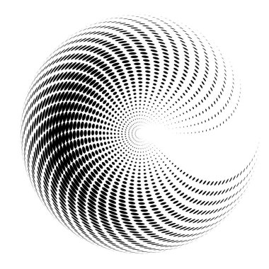 Tasarım elemanları. 3d kabuk girdap dairesi zarif formu. Soyut Dairesel logo elementi siyah beyaz arka planda izole edildi. Yaratıcı sanat. Yeni ürün tanıtımı için vektör illüstrasyon EPS 10 dijital