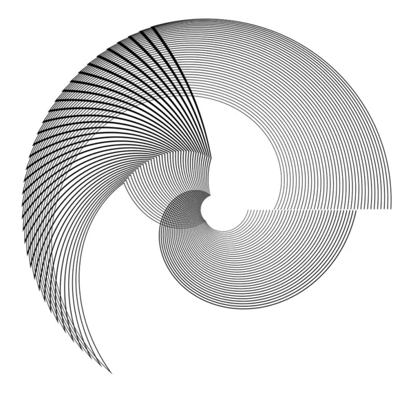 Abstrato Espiral Preto Branco Elemento Design Fundo Branco Linhas Torção — Vetor de Stock