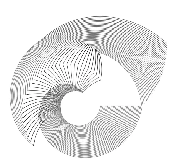 Abstrato Espiral Preto Branco Elemento Design Fundo Branco Linhas Torção — Vetor de Stock