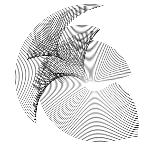 Abstraktní Spirálový Černobílý Designový Prvek Bílém Pozadí Křivolakých Čar Vektorové — Stockový vektor