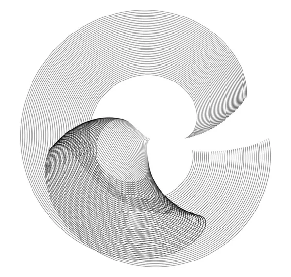 Абстрактный Черно Белый Элемент Дизайна Белом Фоне Твистовых Линий Векторная — стоковый вектор