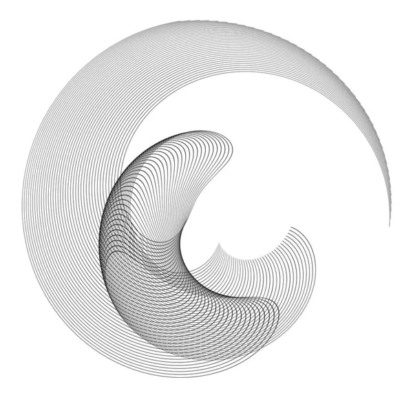 Абстрактный Черно Белый Элемент Дизайна Белом Фоне Твистовых Линий Векторная — стоковый вектор
