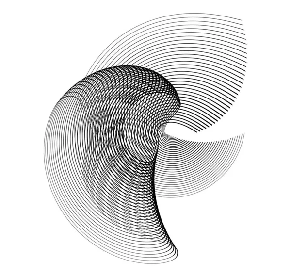 Abstrato Espiral Preto Branco Elemento Design Fundo Branco Linhas Torção — Vetor de Stock