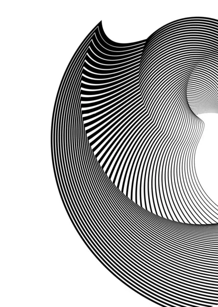 Abstraktes Spiralförmiges Schwarz Weißes Gestaltungselement Auf Weißem Hintergrund Mit Verdrehten — Stockvektor