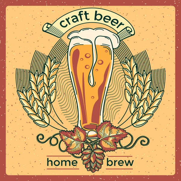 Copo de emblema de cerveja — Vetor de Stock