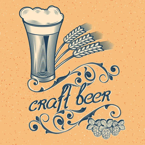 Emblema de cerveja artesanal — Vetor de Stock