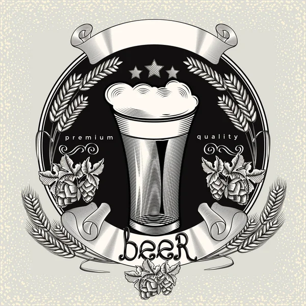 Emblema de bebida cerveja vintage — Vetor de Stock