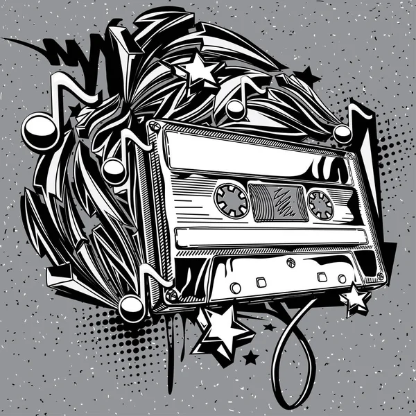 Boombox en estilo graffiti — Vector de stock