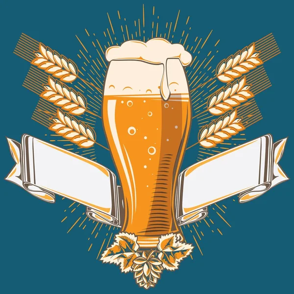 Emblema de cerveza artesanal — Vector de stock