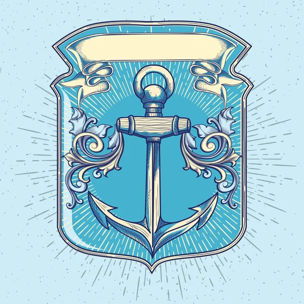 Emblema Náutico Vintage Decorativo Ilustración Vectorial — Vector de stock