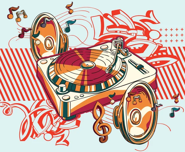 Musique design platine graffiti — Image vectorielle