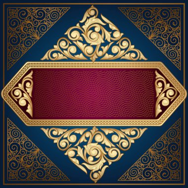 vektör çizim altın çiçek öğelerle süslü tasarım kartı