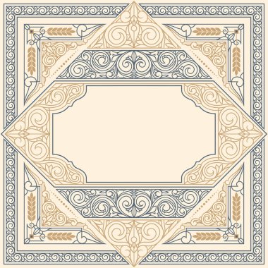 Süslü art deco vintage tasarım kartı