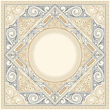 Süslü art deco vintage tasarım kartı