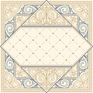 Süslü art deco vintage tasarım kartı
