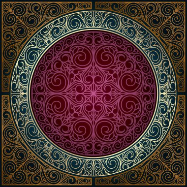 Altın süslü art deco vintage kartı