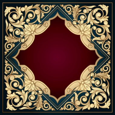 Altın süslü art deco vintage kartı