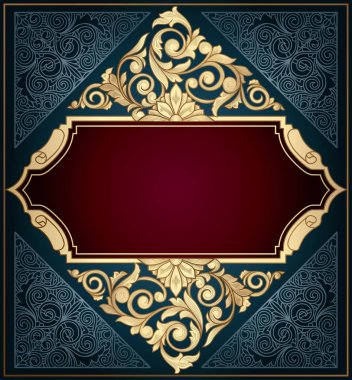 Altın süslü art deco vintage kartı