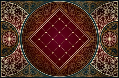 Altın süslü art deco vintage kartı