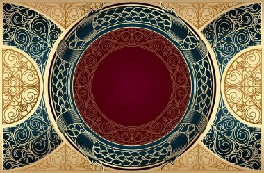 Altın süslü art deco vintage kartı