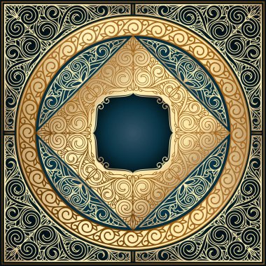 Altın süslü art deco vintage kartı