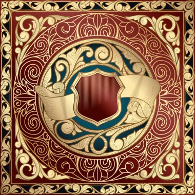 Altın süslü art deco vintage kartı