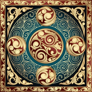 Altın süslü art deco vintage kartı