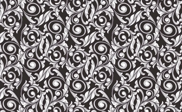 レトロな装飾黒と白のシームレスなパターン — ストックベクタ