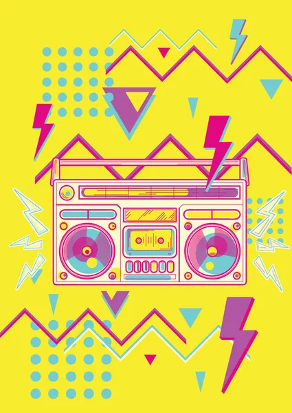 Funky Colorful 80S Music Design — Stock Vector