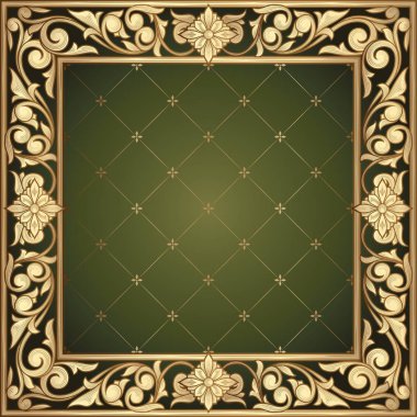 Altın süslü dekoratif vintage kartı