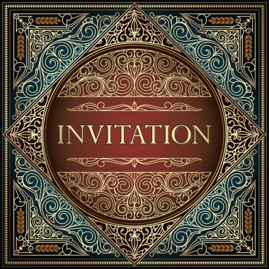 Altın süslü sanat deco Vintage amblem